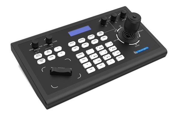 CC3000 Camera Controller is an advanced device supporting multiple communication protocols such as ONVIF, VISCA, Serial VISCA, and PELCO-D/P, allowing users flexible operation. It features RJ45, RS422, and RS232 control terminals, enabling centralized control of up to 255 cameras. The unique control code learning function offers users the freedom to customize control commands, while the RS485 interface supports individual settings for different communication protocols and baud rates, catering to diverse application needs. Equipped with an LCD screen and audible key feedback, the CC3000 provides real-time status updates with a maximum communication range of 1,200 meters, ensuring wide applicability. Camera parameter settings can be easily adjusted via buttons, and the 4D joystick design allows variable-speed control, enhancing sensitivity and precision. Its robust metal casing and durable silicone buttons ensure long-term reliability, making the CC3000 Camera Controller a leading solution for professional camera control.